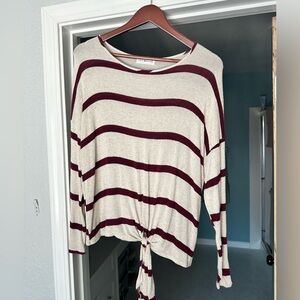 Marron and off white striped top by Coco & Main